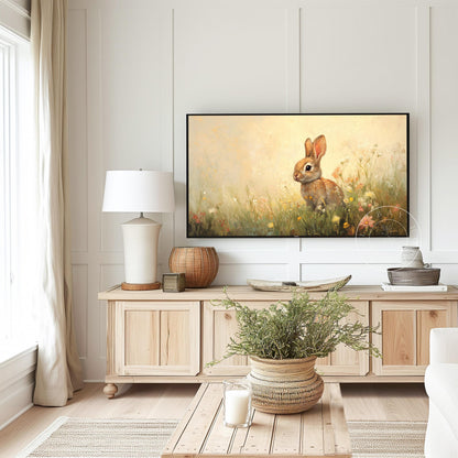 Bunny Frame Tv Art, Digital Download Art for Frame Tv, Spring Meadow Tv Art, Spring Tv Art, Easter Frame Tv Art, Instant Download Frame Tv