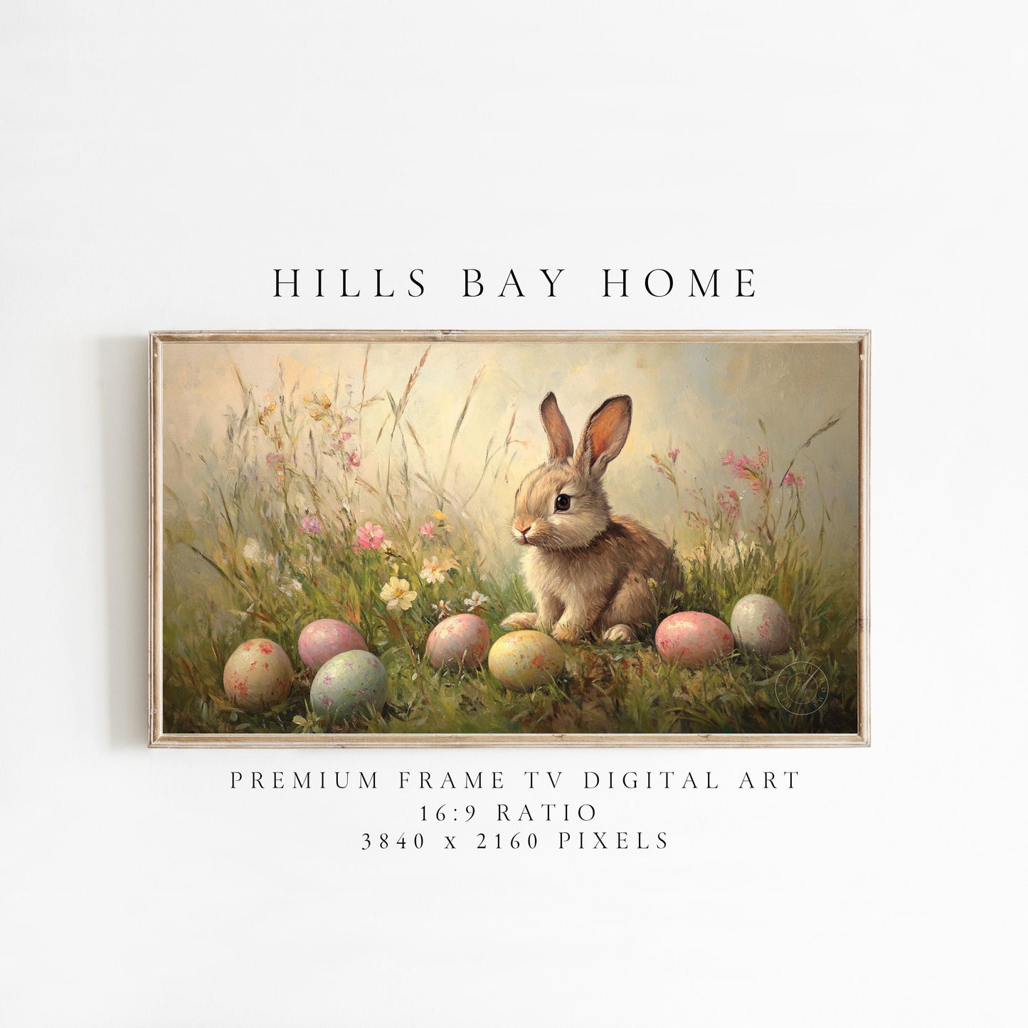 Bunny with Easter Eggs Frame Tv Art, Digital Download Art for Frame Tv, Spring Meadow Tv Art, Spring Tv Art, Easter Frame Tv Art, Instant