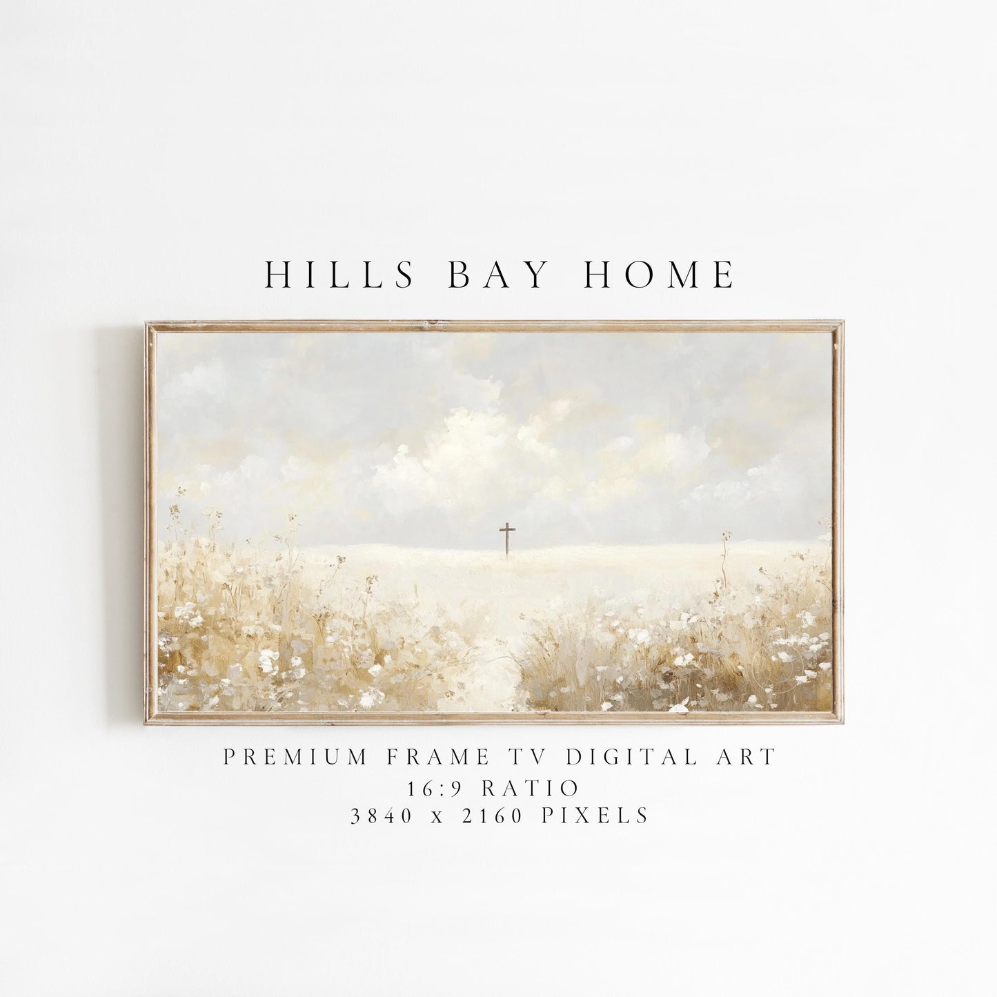 Cross Frame Tv Art, Digital Download Art for Frame Tv, Meadow Tv Art, Spring Tv Art, Easter Frame Tv Art, Instant Download, Religious Tv Art