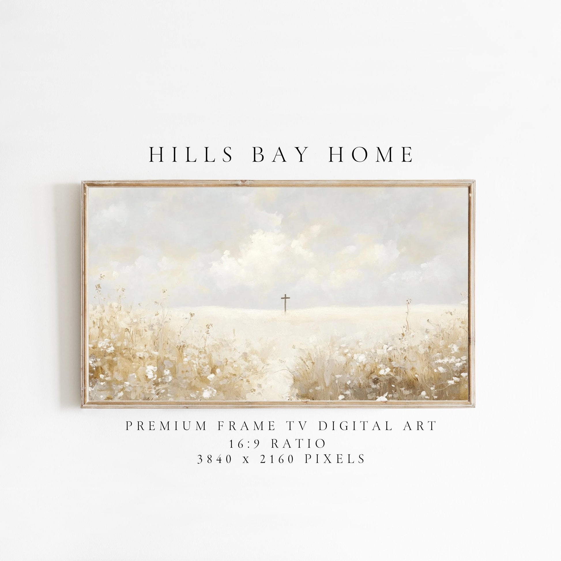 Cross Frame Tv Art, Digital Download Art for Frame Tv, Meadow Tv Art, Spring Tv Art, Easter Frame Tv Art, Instant Download, Religious Tv Art