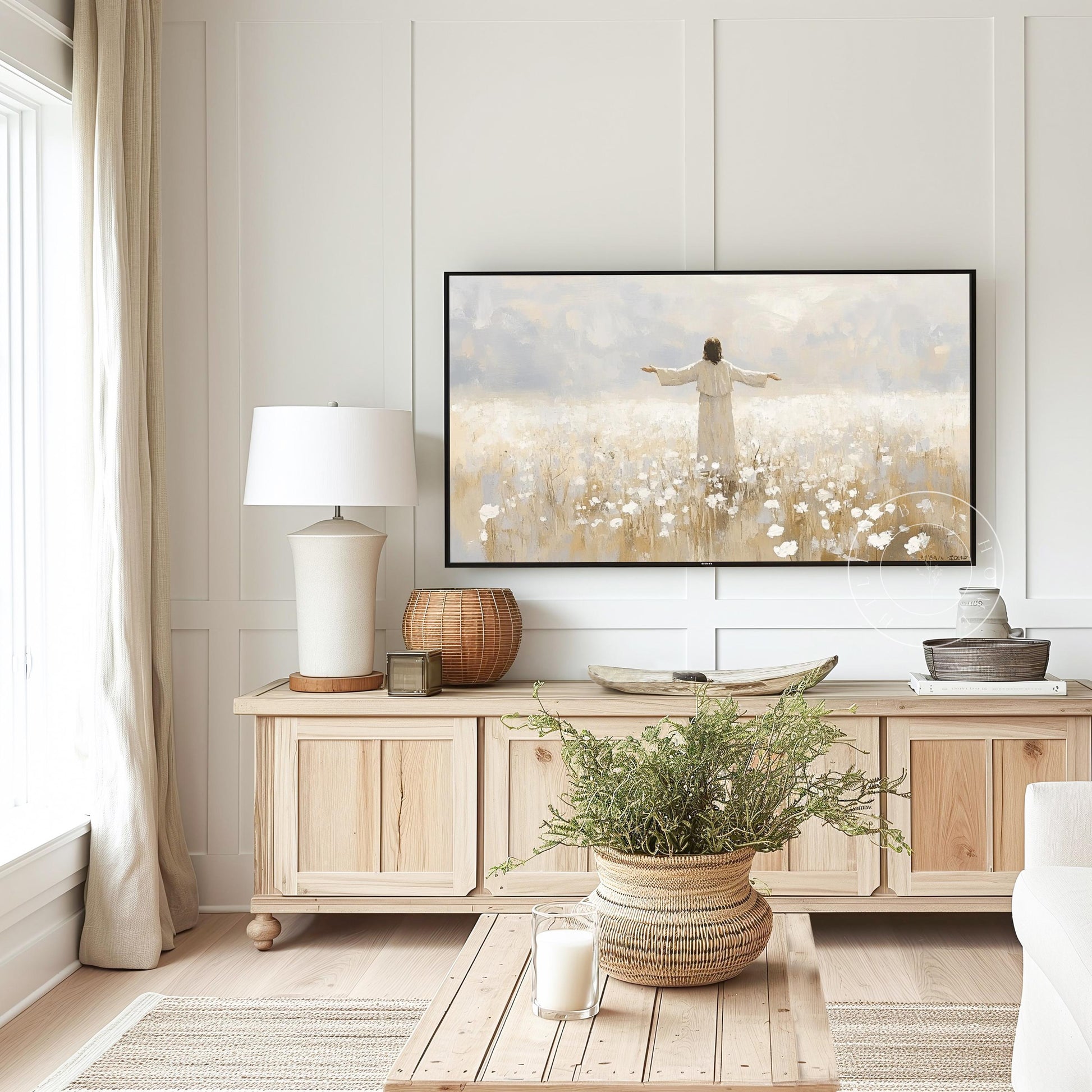 Jesus in a Meadow Frame Tv Art, Digital Art for Frame Tv, Meadow Tv Art, Christian Art, Easter Frame Tv Art, Religious Tv Art