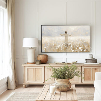 Jesus in a Meadow Frame Tv Art, Digital Art for Frame Tv, Meadow Tv Art, Christian Art, Easter Frame Tv Art, Religious Tv Art