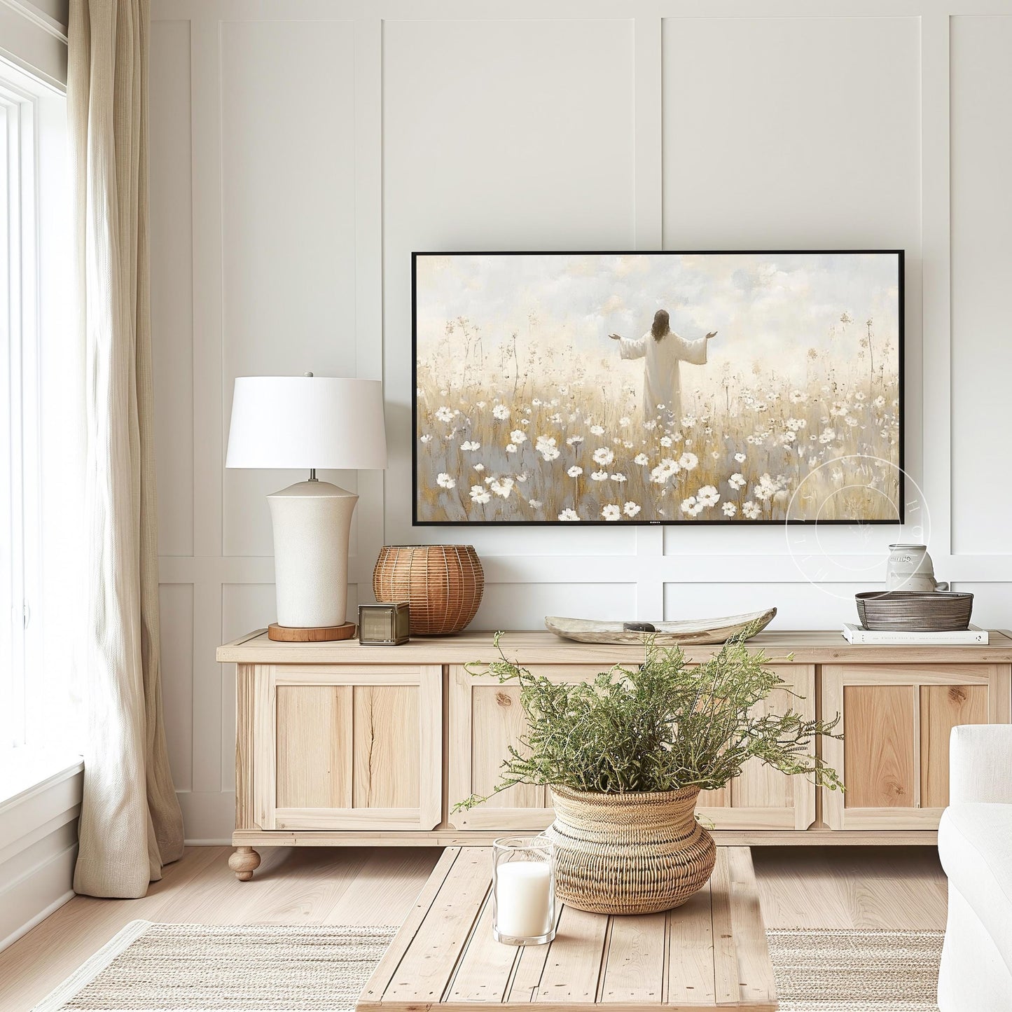 Jesus in a Meadow Frame Tv Art, Digital Art for Frame Tv, Meadow Tv Art, Christian Art, Easter Frame Tv Art, Religious Tv Art