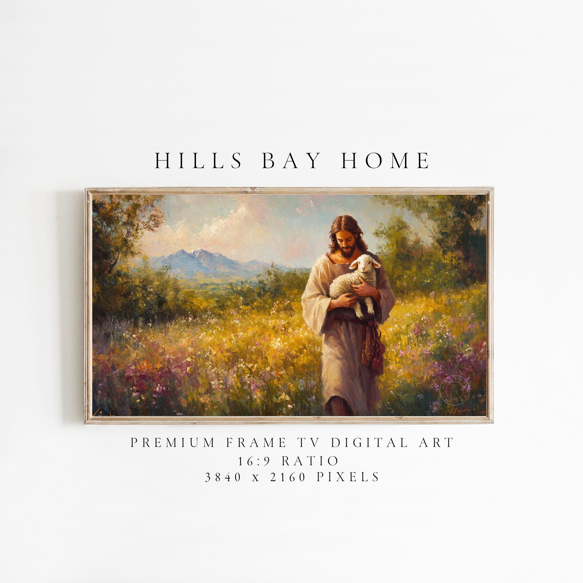 Jesus in a Meadow Frame Tv Art, Digital Art for Frame Tv, Meadow Tv Art, Christian Art, Easter Frame Tv Art, Religious Tv Art