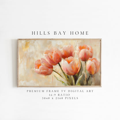 Tulips Frame Tv Art, Digital Download Art for Frame Tv, Spring Tv Art, Floral Tv Art, Oil Painting Frame Tv Art, Instant Download Frame Tv