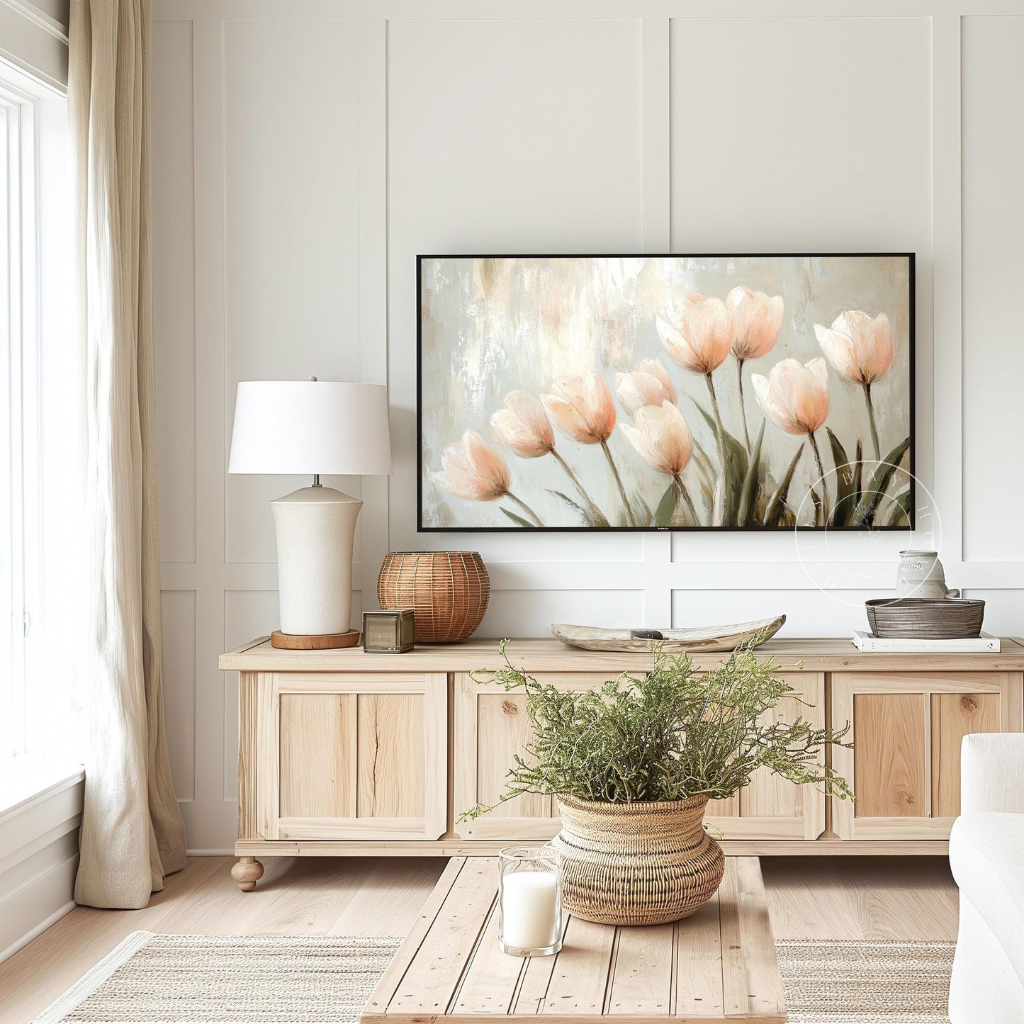 Pink Tulips Frame Tv Art, Digital Download Art for Frame Tv, Spring Tv Art, Floral Tv Art, Oil Painting Frame Tv Art, Instant Download