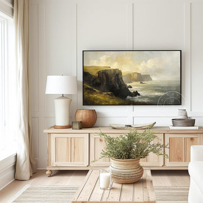 Irish Cliffs Frame Tv Art, Digital Download Art for Frame Tv, Spring Tv Art, Ireland Tv Art, Oil Painting Frame Tv Art, Instant Download