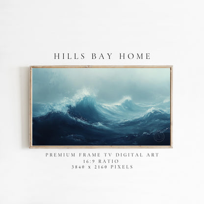 Rough Seas Frame Tv Art, Digital Download Art for Frame Tv, Ocean Tv Art, Coastal Tv Art, Oil Painting Frame Tv Art, Instant Download