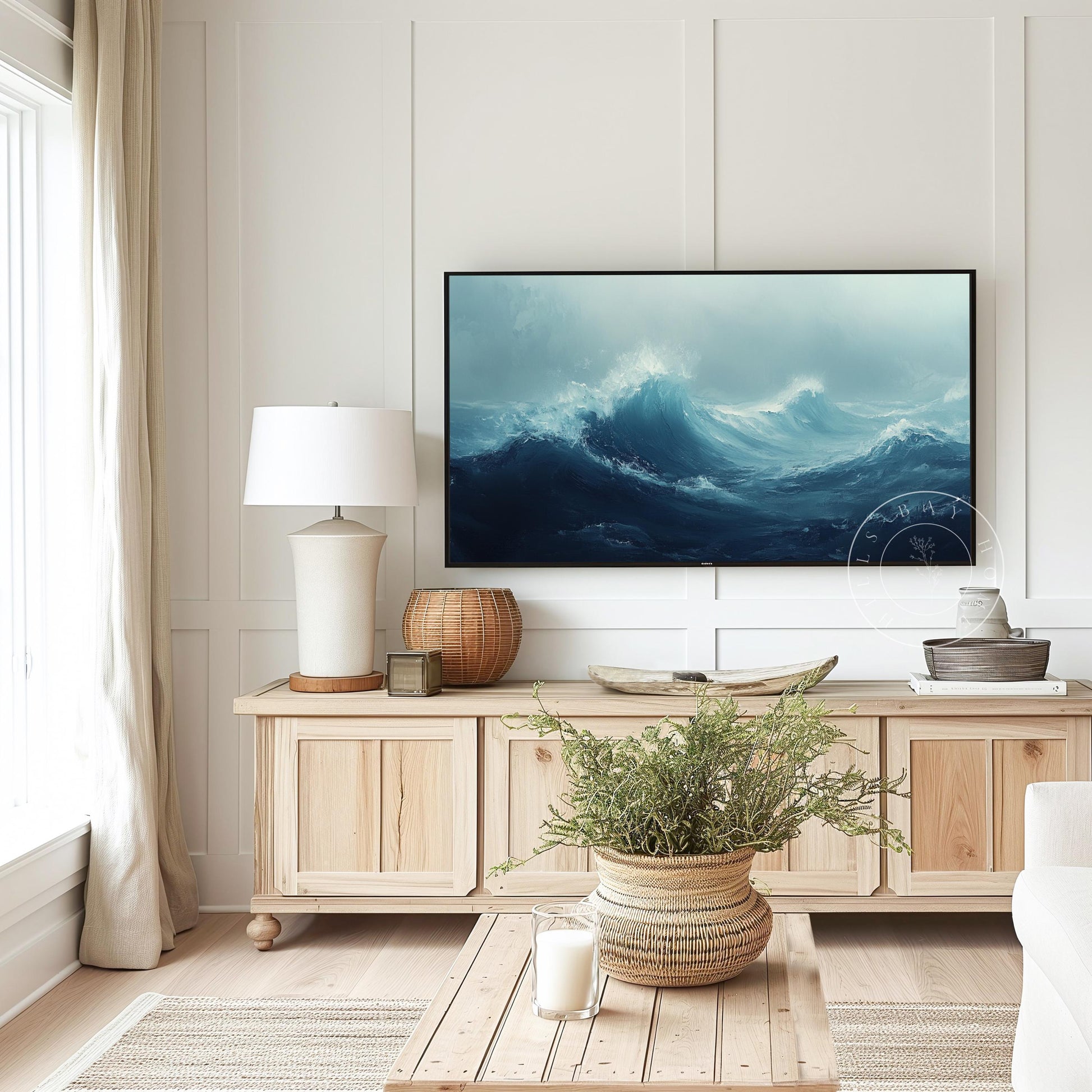 Rough Seas Frame Tv Art, Digital Download Art for Frame Tv, Ocean Tv Art, Coastal Tv Art, Oil Painting Frame Tv Art, Instant Download