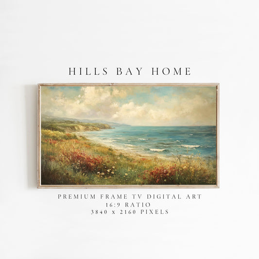 Spring Coast Frame Tv Art, Digital Download Art for Frame Tv, Ocean Tv Art, Coastal Tv Art, Oil Painting Frame Tv Art, Instant Download