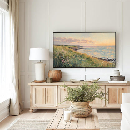 Coastal Sunset Frame Tv Art, Digital Download Art for Frame Tv, Ocean Tv Art, Coastal Tv Art, Oil Painting Frame Tv Art, Instant Download