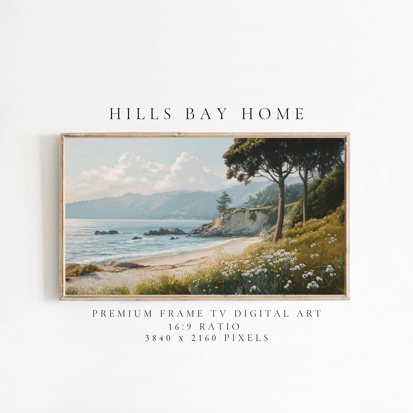 Spring Coast Frame Tv Art, Digital Download Art for Frame Tv, Beach Tv Art, Coastal Tv Art, Oil Painting Frame Tv Art, Instant Download