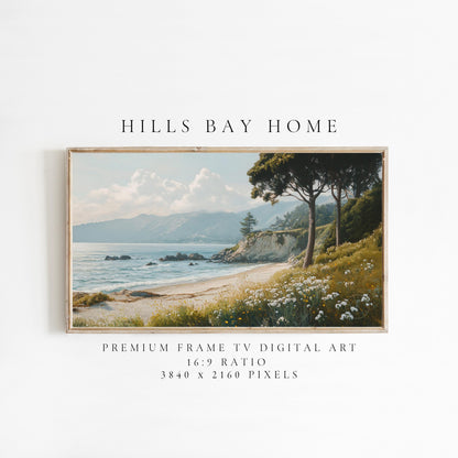 Spring Coast Frame Tv Art, Digital Download Art for Frame Tv, Beach Tv Art, Coastal Tv Art, Oil Painting Frame Tv Art, Instant Download