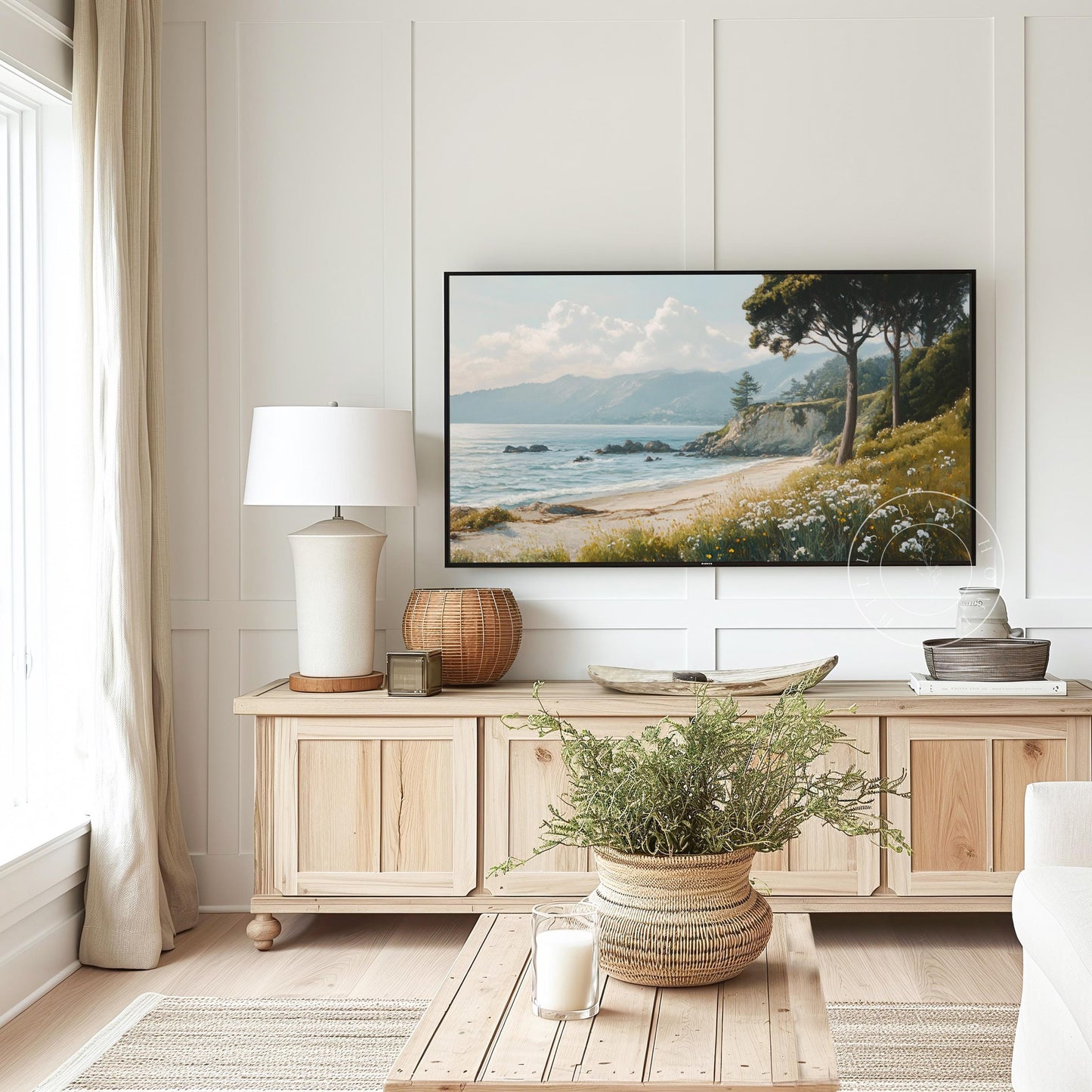 Spring Coast Frame Tv Art, Digital Download Art for Frame Tv, Beach Tv Art, Coastal Tv Art, Oil Painting Frame Tv Art, Instant Download
