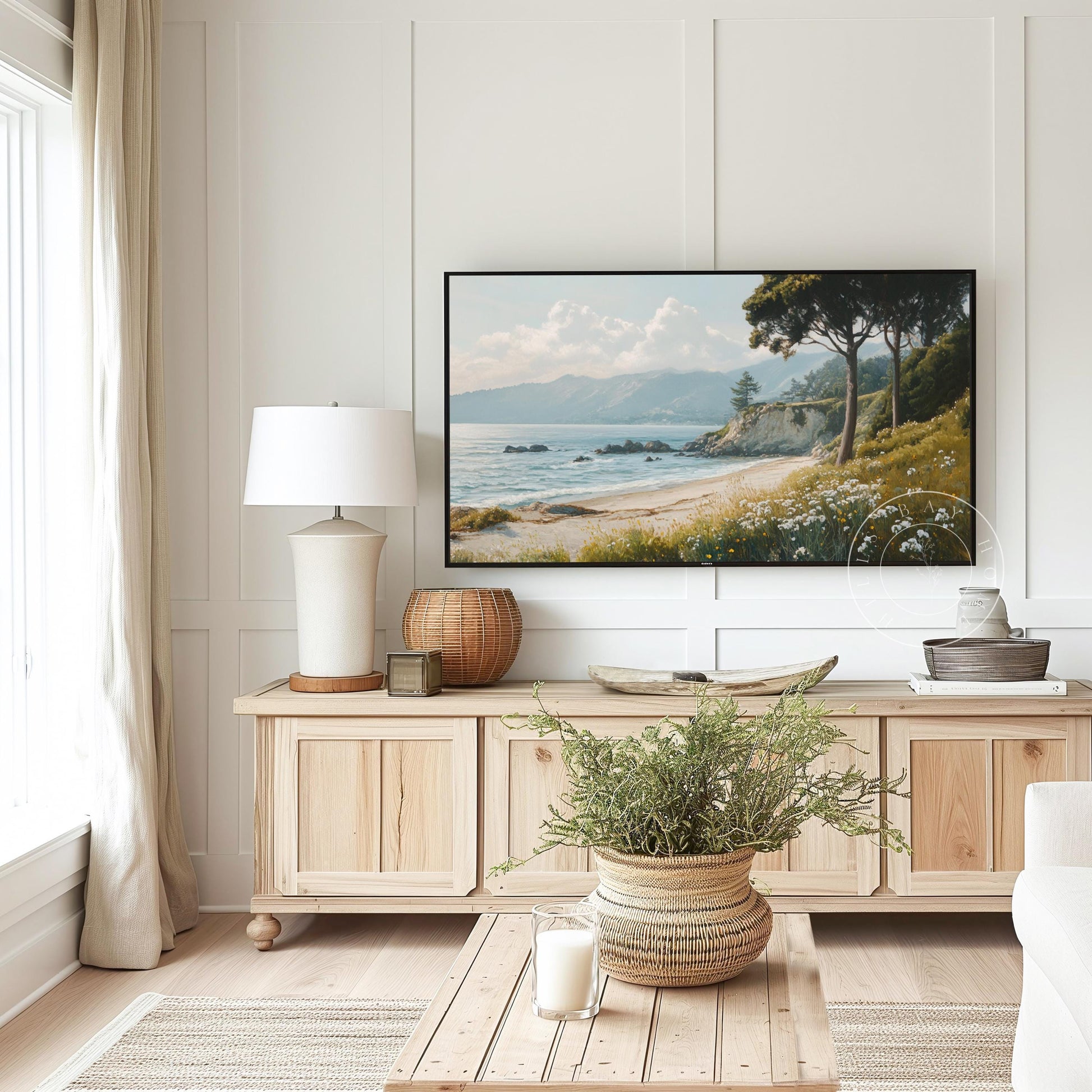 Spring Coast Frame Tv Art, Digital Download Art for Frame Tv, Beach Tv Art, Coastal Tv Art, Oil Painting Frame Tv Art, Instant Download