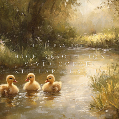 Swimming Ducklings Tv Art, Digital Download Art for Frame Tv, Spring Tv Art, Easter Tv Art, Oil Painting Frame Tv Art, Instant Download