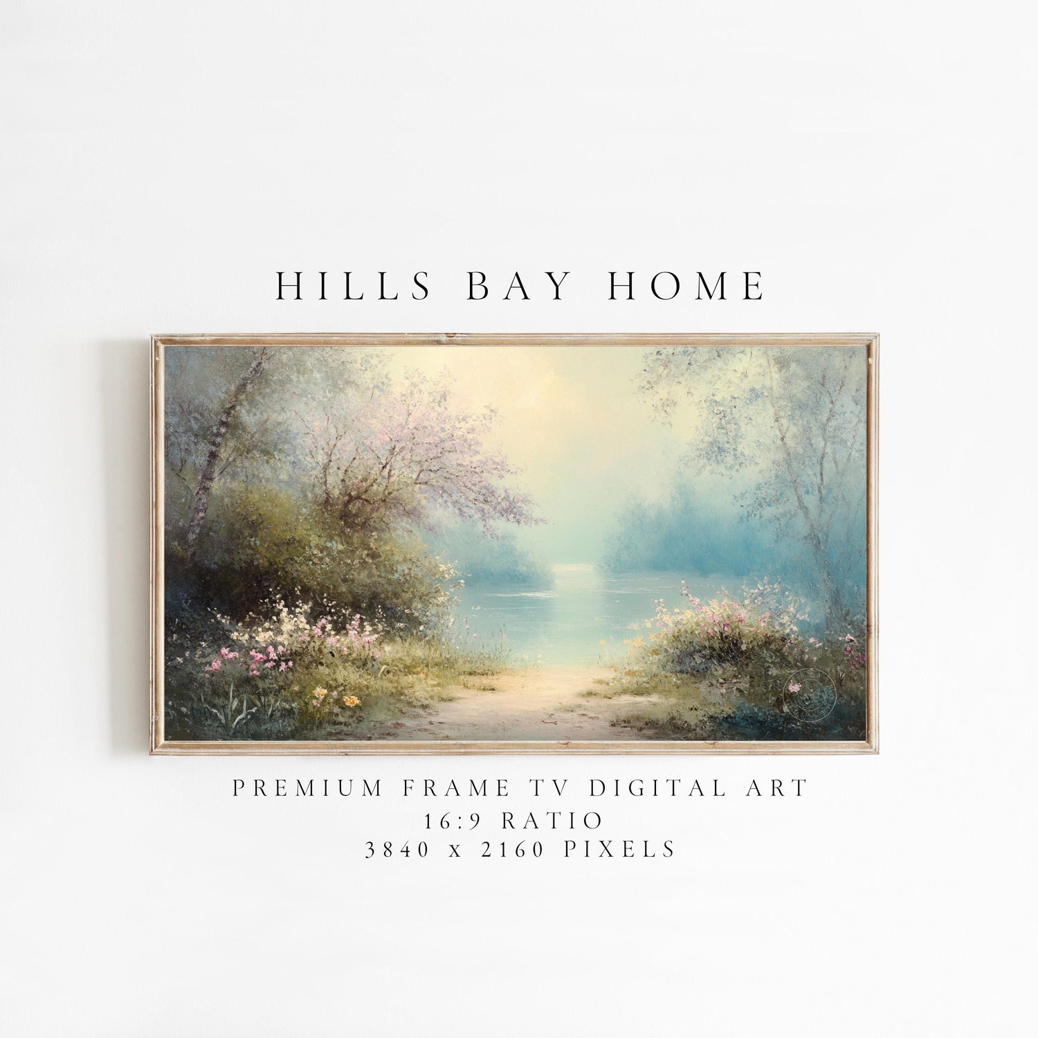 Peaceful Pond Tv Art, Digital Download Art for Frame Tv, Spring Tv Art, Summer Tv Art, Oil Painting Frame Tv Art, Instant Download