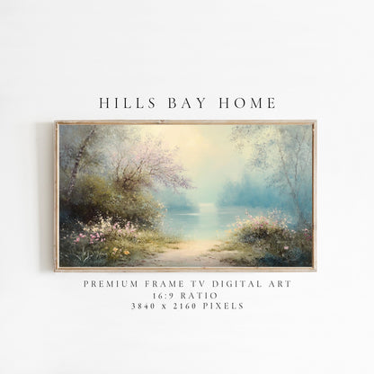Peaceful Pond Tv Art, Digital Download Art for Frame Tv, Spring Tv Art, Summer Tv Art, Oil Painting Frame Tv Art, Instant Download