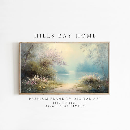 Peaceful Pond Tv Art, Digital Download Art for Frame Tv, Spring Tv Art, Summer Tv Art, Oil Painting Frame Tv Art, Instant Download