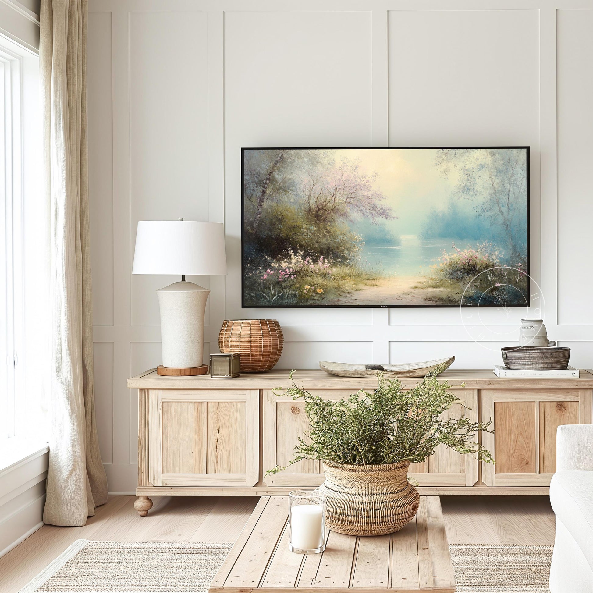 Peaceful Pond Tv Art, Digital Download Art for Frame Tv, Spring Tv Art, Summer Tv Art, Oil Painting Frame Tv Art, Instant Download