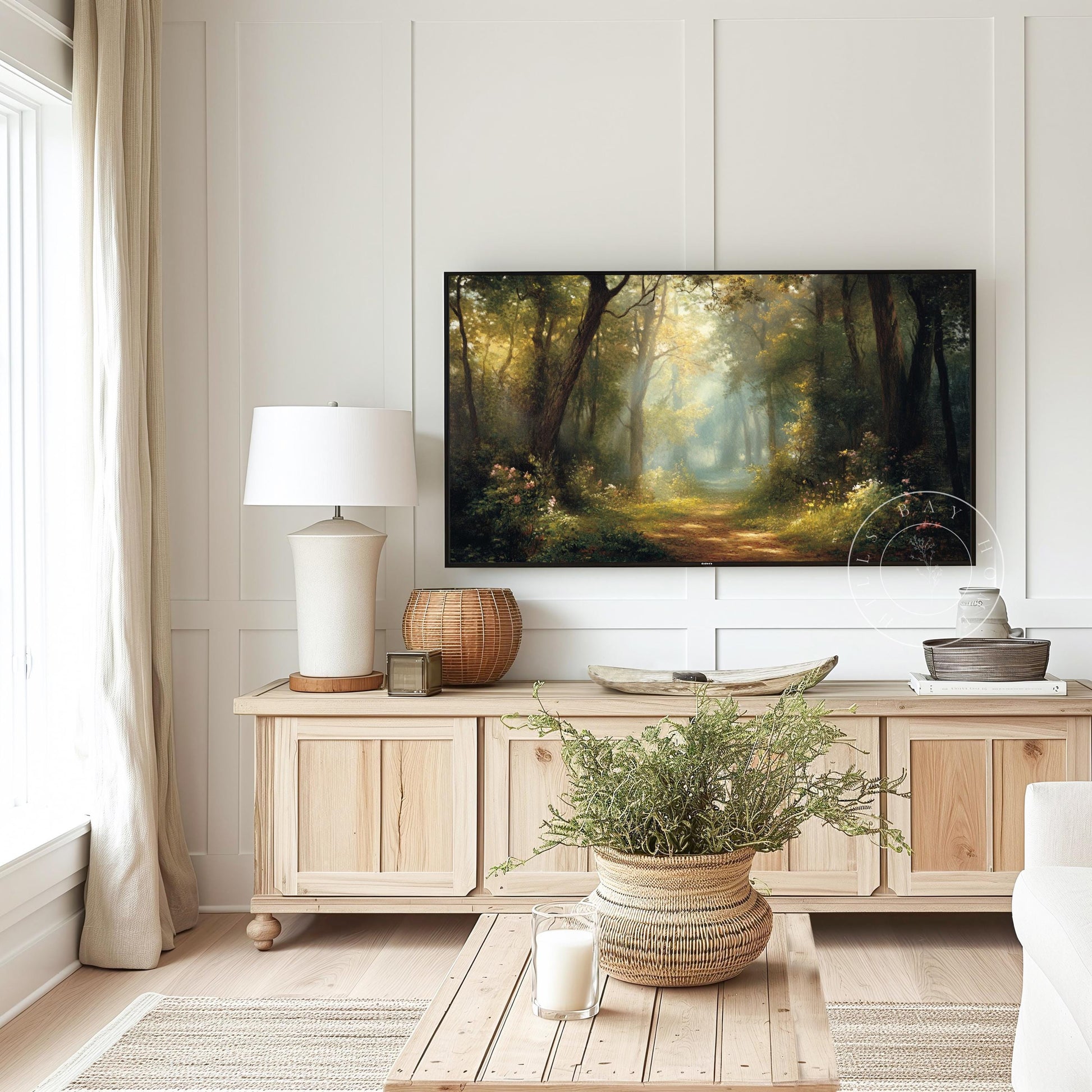 Path in the Woods Tv Art, Digital Download Art for Frame Tv, Spring Tv Art, Wilderness Tv Art, Oil Painting Frame Tv Art, Instant Download
