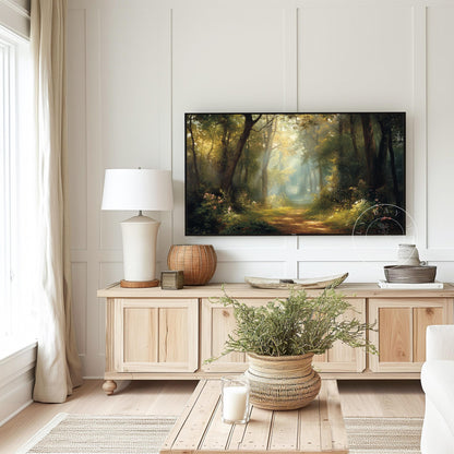 Path in the Woods Tv Art, Digital Download Art for Frame Tv, Spring Tv Art, Wilderness Tv Art, Oil Painting Frame Tv Art, Instant Download