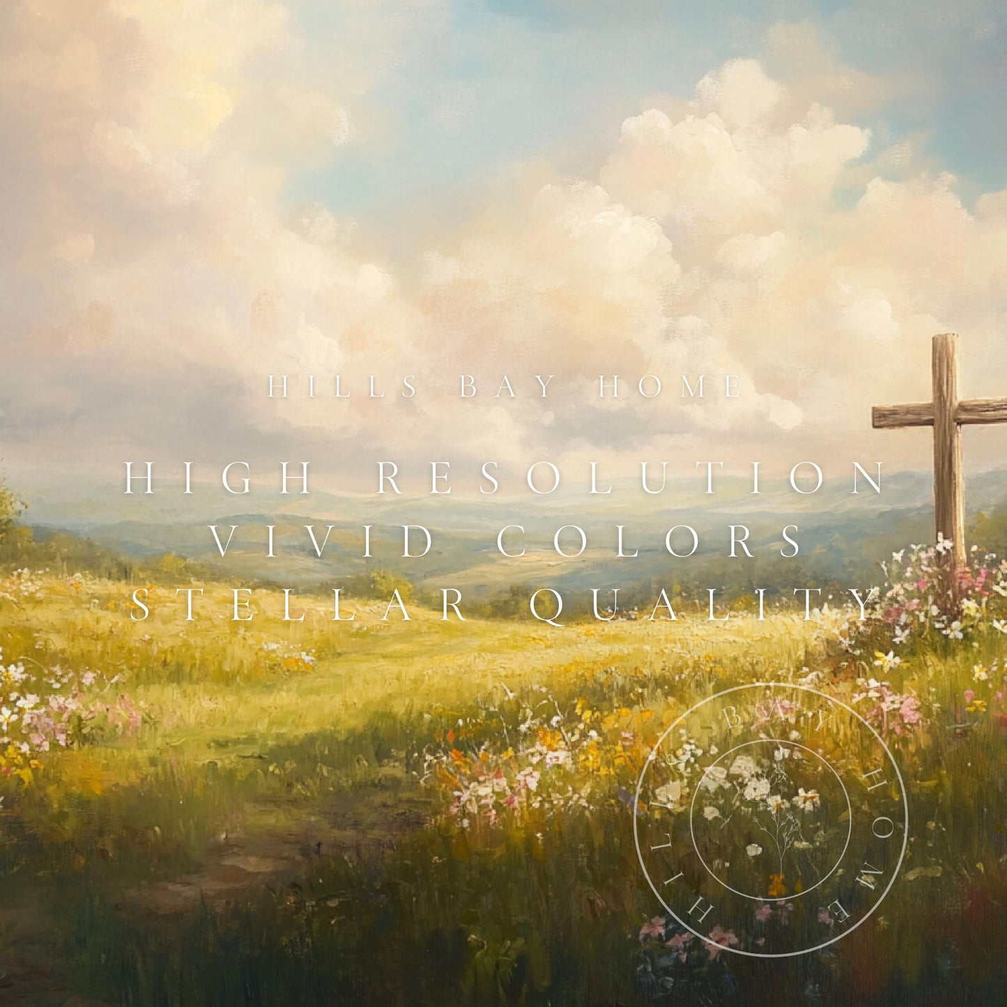Wooden Cross Frame Tv Art, Art for Frame Tv, Meadow Art, Spring Tv Art, Easter Frame Tv Art, Instant Download, Religious Art