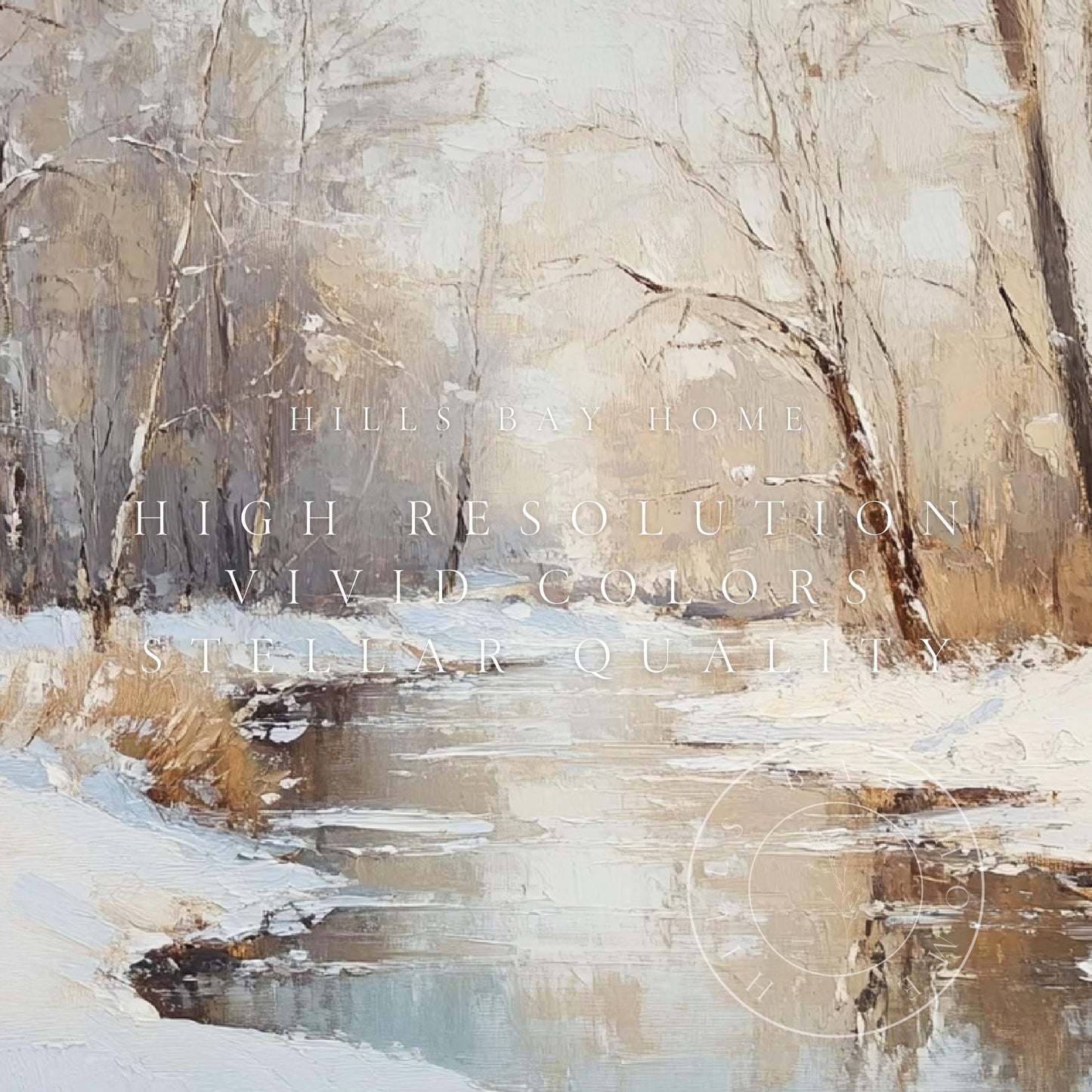 Winter Snowy Stream Tv Art, Digital Download Art for Frame Tv, Winter Tv Art, Wilderness Tv Art, Oil Painting Frame Tv Art, Instant Download