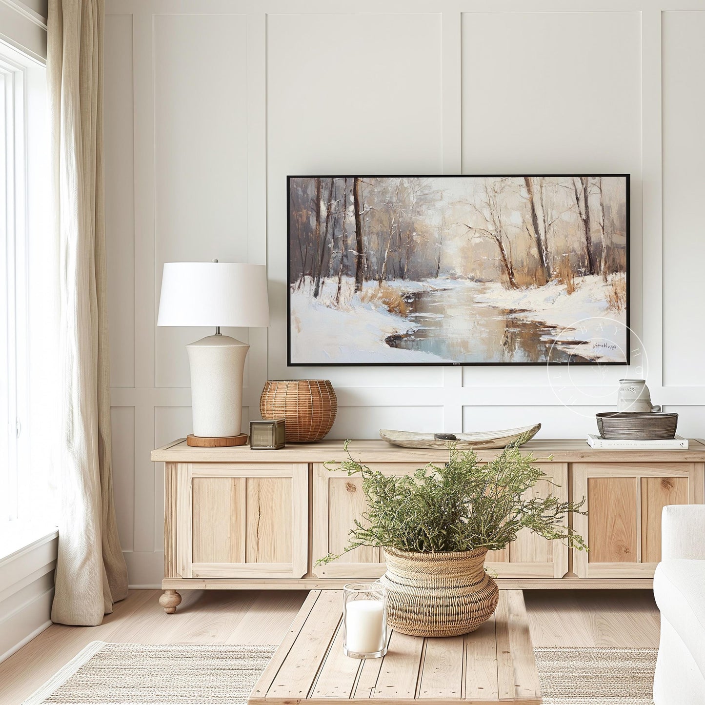 Winter Snowy Stream Tv Art, Digital Download Art for Frame Tv, Winter Tv Art, Wilderness Tv Art, Oil Painting Frame Tv Art, Instant Download