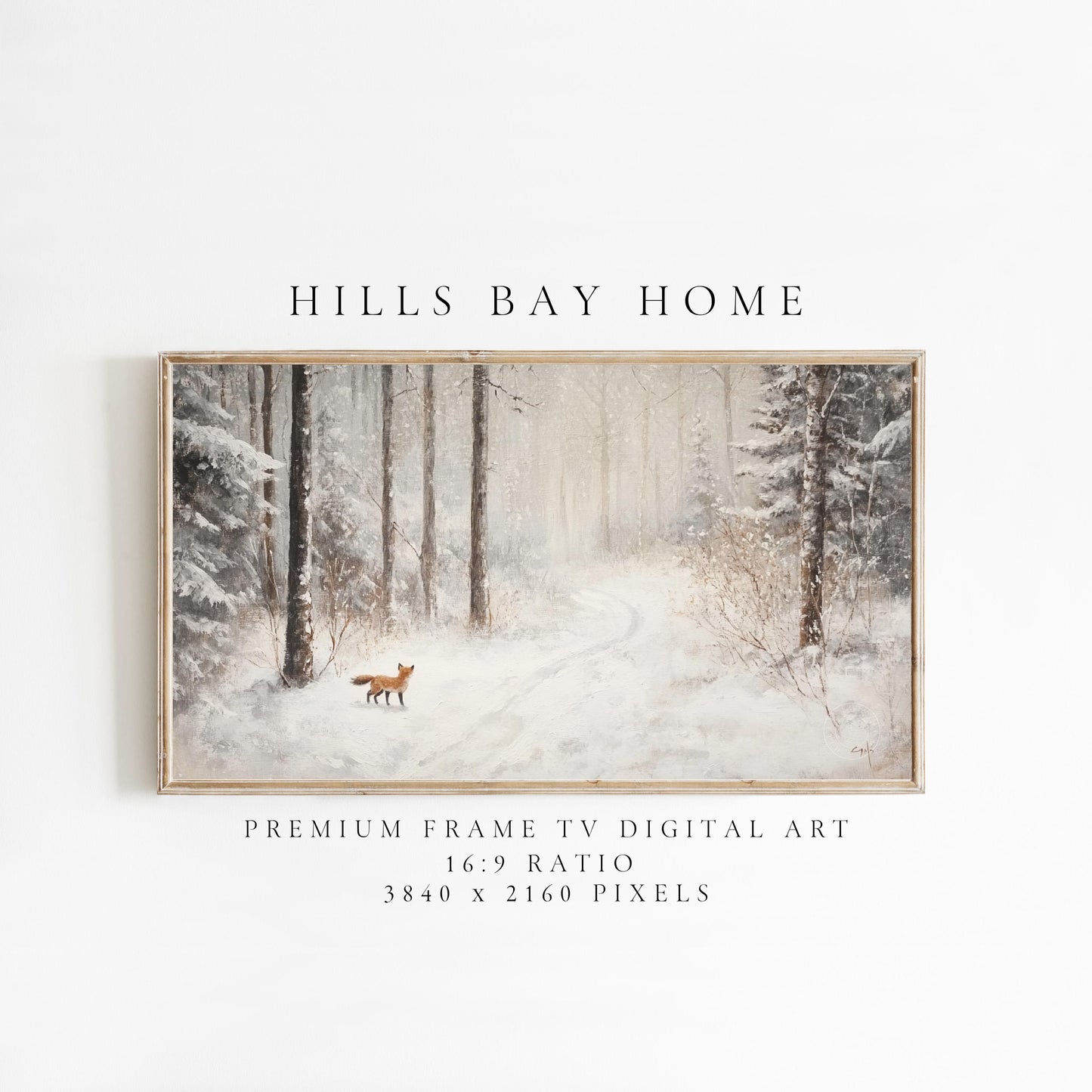 Winter Fox Tv Art, Digital Download Art for Frame Tv, Snow Tv Art, Wilderness Tv Art, Oil Painting Frame Tv Art, Instant Download
