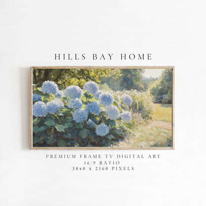 Blue Hydrangeas Frame Tv Art, Digital Download Art for Frame Tv, Spring Tv Art, Floral Tv Art, Oil Painting Frame Tv Art, Instant Download