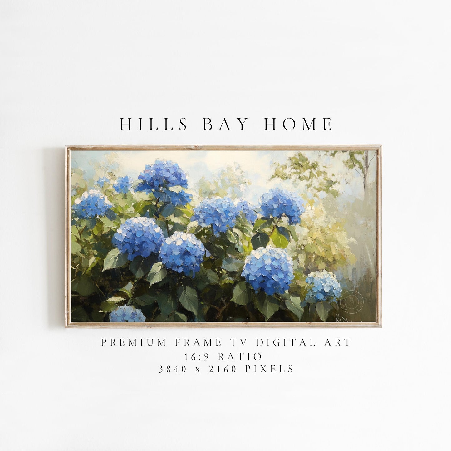 Blue Hydrangeas Frame Tv Art, Digital Download Art for Frame Tv, Spring Tv Art, Floral Tv Art, Oil Painting Frame Tv Art, Instant Download