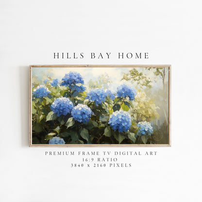 Blue Hydrangeas Frame Tv Art, Digital Download Art for Frame Tv, Spring Tv Art, Floral Tv Art, Oil Painting Frame Tv Art, Instant Download
