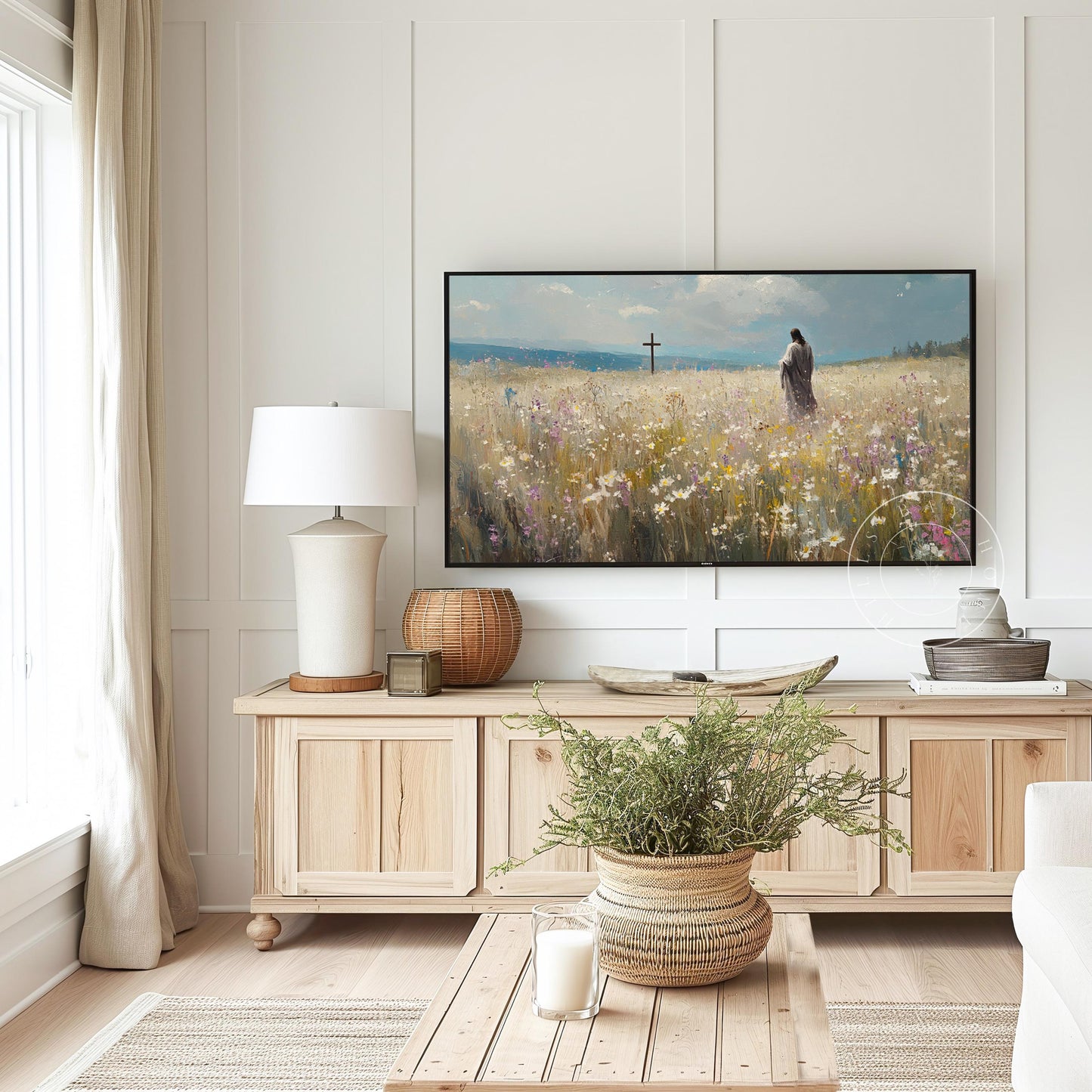 Jesus in a Meadow Frame Tv Art, Digital Art for Frame Tv, Meadow Tv Art, Christian Art, Easter Frame Tv Art, Religious Tv Art