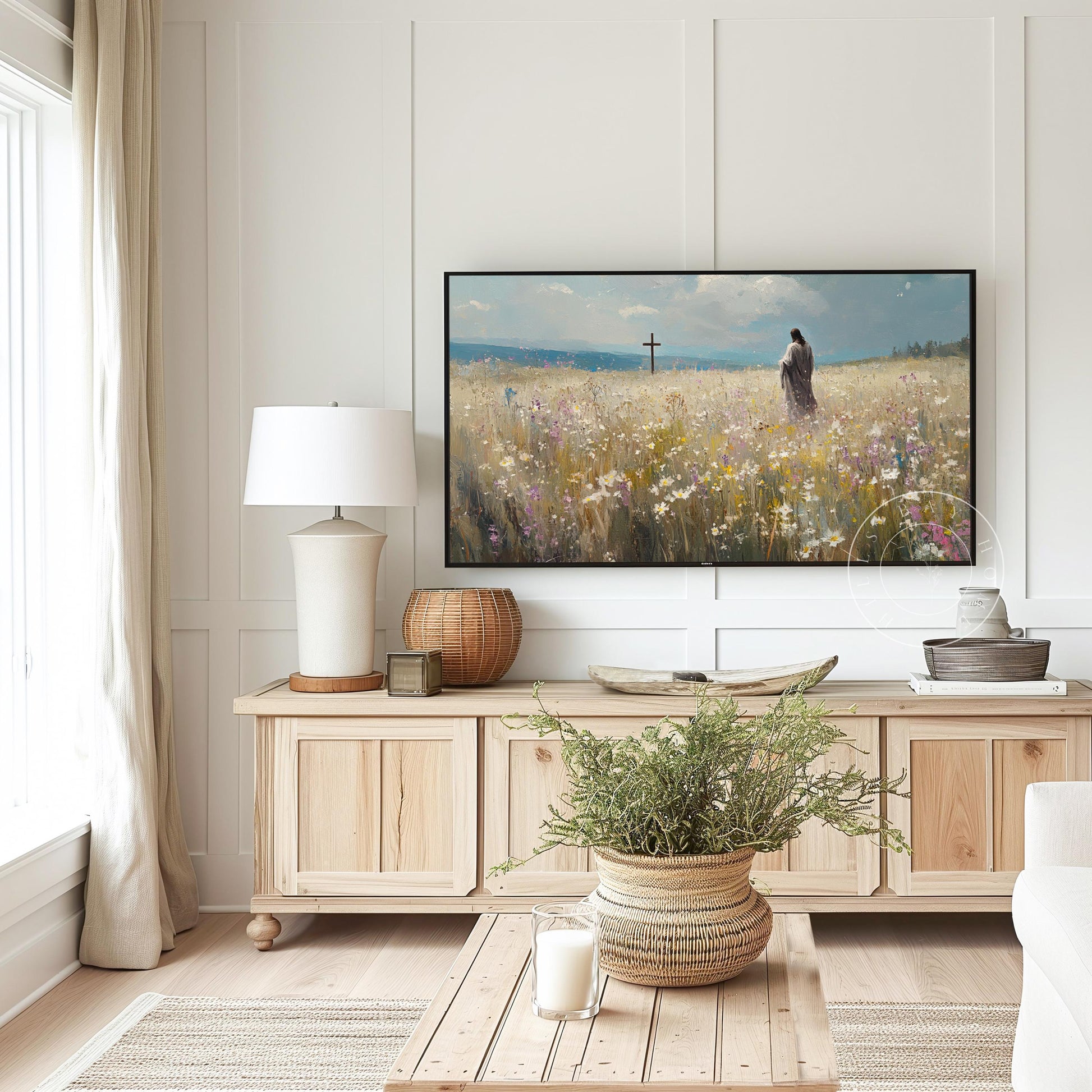 Jesus in a Meadow Frame Tv Art, Digital Art for Frame Tv, Meadow Tv Art, Christian Art, Easter Frame Tv Art, Religious Tv Art