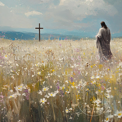Jesus in a Meadow Frame Tv Art, Digital Art for Frame Tv, Meadow Tv Art, Christian Art, Easter Frame Tv Art, Religious Tv Art