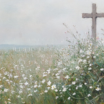 Cross Frame Tv Art, Digital Download Art for Frame Tv, Meadow Tv Art, Spring Tv Art, Easter Frame Tv Art, Instant Download, Religious Tv Art