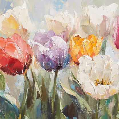 Tulips Frame Tv Art, Digital Download Art for Frame Tv, Spring Tv Art, Floral Tv Art, Oil Painting Frame Tv Art, Instant Download Frame Tv