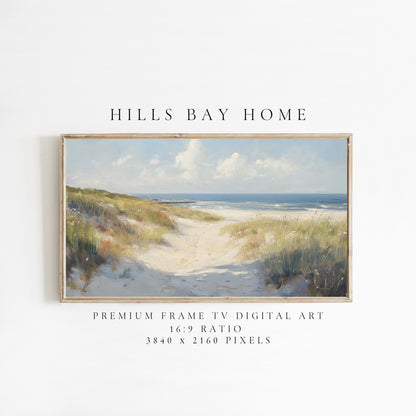 Beach Path Frame Tv Art, Digital Download Art for Frame Tv, Ocean Tv Art, Coastal Tv Art, Oil Painting Frame Tv Art