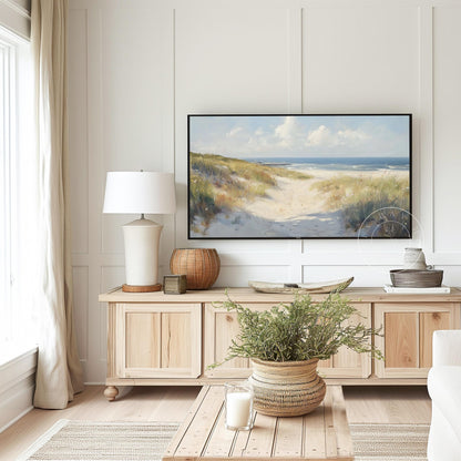 Beach Path Frame Tv Art, Digital Download Art for Frame Tv, Ocean Tv Art, Coastal Tv Art, Oil Painting Frame Tv Art