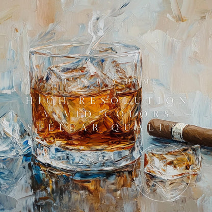 Bourbon and Cigar Tv Art, Digital Download Art for Frame Tv, Spring Tv Art, Floral Tv Art, Oil Painting Frame Tv Art, Bar Art