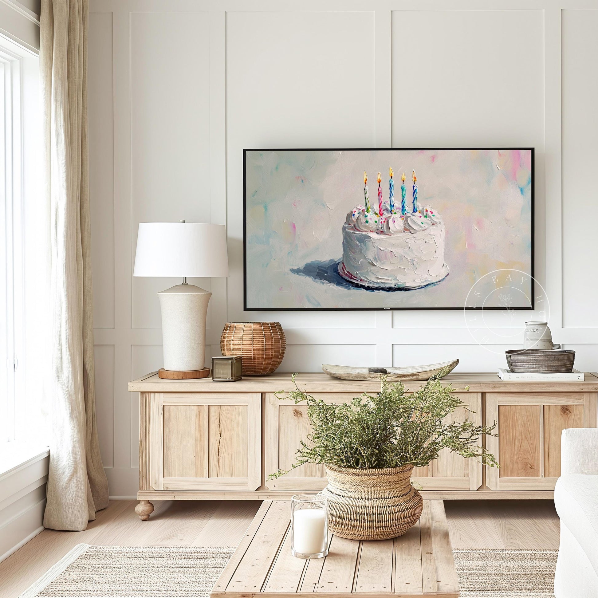 Birthday Tv Art, Digital Download Art for Frame Tv, Spring Tv Art, Floral Tv Art, Oil Painting Frame Tv Art, Cake Tv Art, Celebration Tv Art