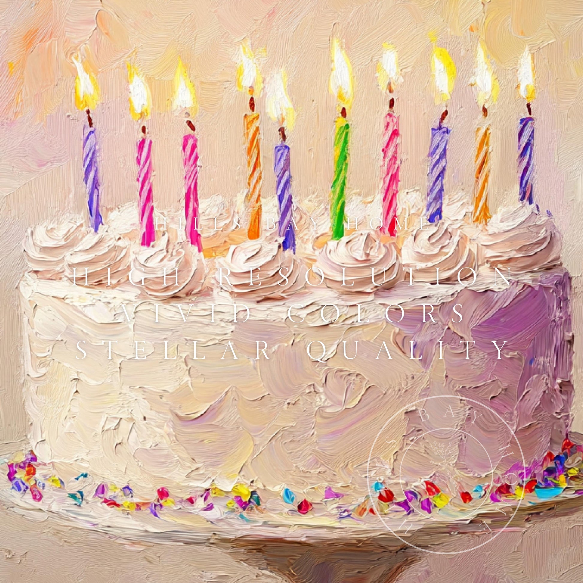 Birthday Tv Art, Digital Download Art for Frame Tv, Spring Tv Art, Floral Tv Art, Oil Painting Frame Tv Art, Cake Tv Art, Celebration Tv Art