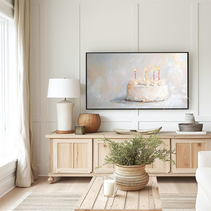 Birthday Tv Art, Digital Download Art for Frame Tv, Spring Tv Art, Floral Tv Art, Oil Painting Frame Tv Art, Cake Tv Art, Celebration Tv Art