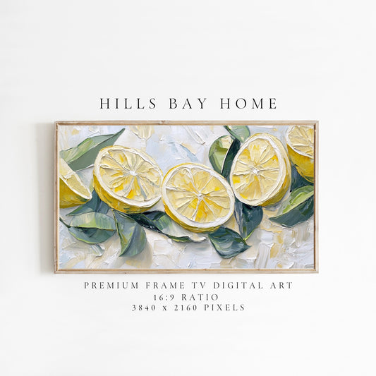 Lemon Tv Art, Digital Download Art for Frame Tv, Spring Tv Art, Floral Tv Art, Oil Painting Frame Tv Art, Citrus Tv Art, Fruit Tv Art