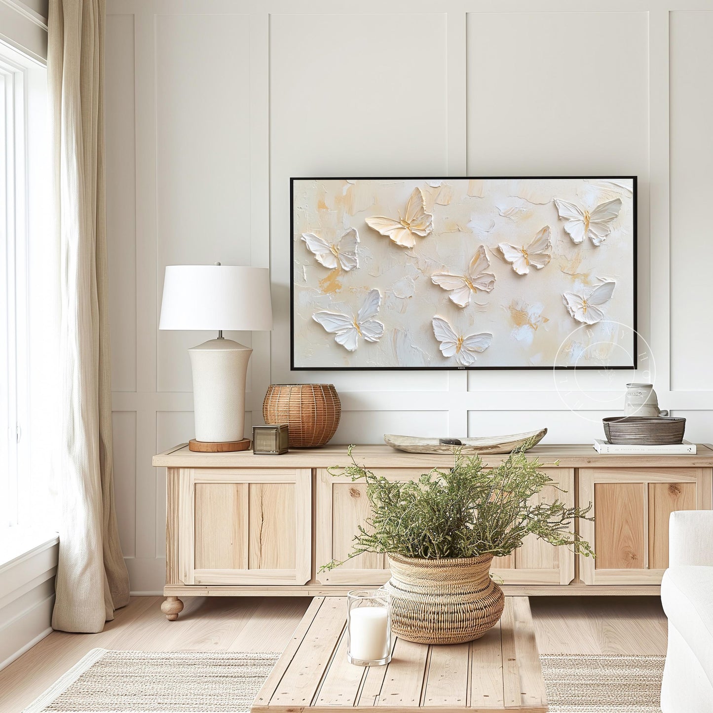 Butterfly Tv Art, Digital Download Art for Frame Tv, Spring Tv Art, Floral Tv Art, Painting Frame Tv Art, Neutral Tv Art, Spring Tv Art