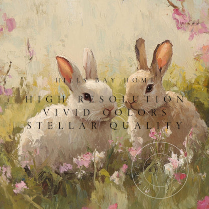 Spring Bunnies Frame Tv Art, Digital Download Art for Frame Tv, Spring Meadow Tv Art, Spring Tv Art, Easter Frame Tv Art, Instant Download