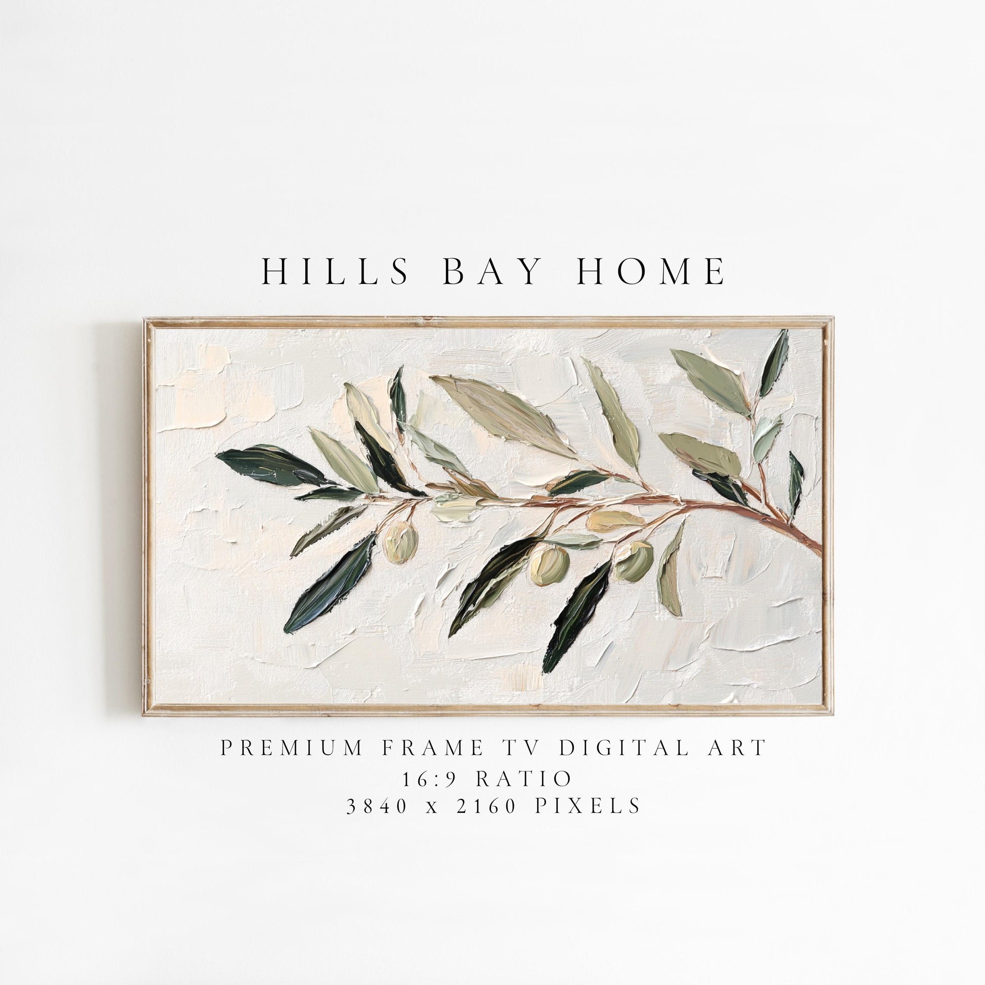 Olive Branch Frame Tv Art, Digital Download Art for Frame Tv, Spring Tv Art, Floral Tv Art, Painting Frame Tv Art, Instant Download