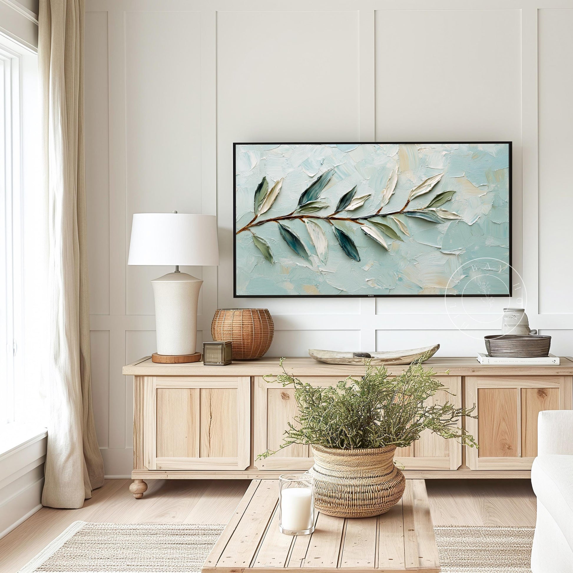 Olive Branch Frame Tv Art, Digital Download Art for Frame Tv, Spring Tv Art, Floral Tv Art, Painting Frame Tv Art, Instant Download