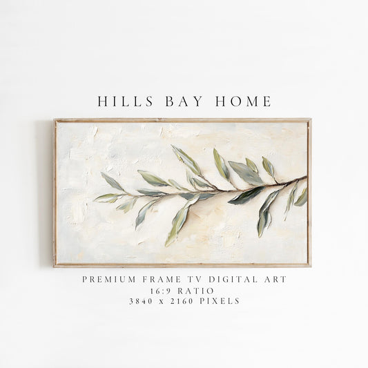 Olive Branch Frame Tv Art, Digital Download Art for Frame Tv, Spring Tv Art, Floral Tv Art, Painting Frame Tv Art, Instant Download